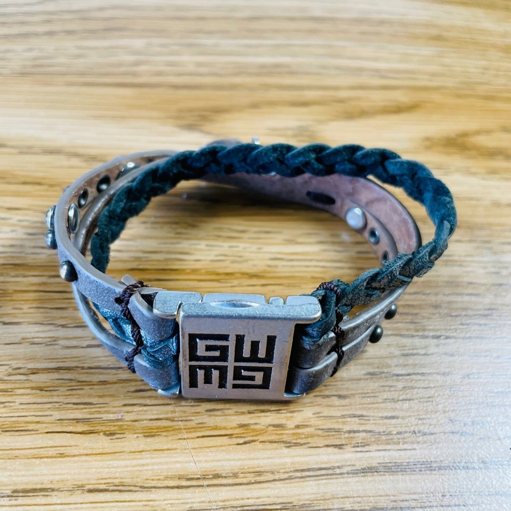 GoodWorks Women Wrap Bracelet Leather‎ Metallic Teal 7.5" Boho Faith Believe